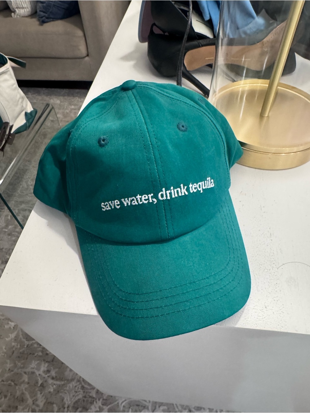 Save Water, Drink Tequila Embroidered Green Hat